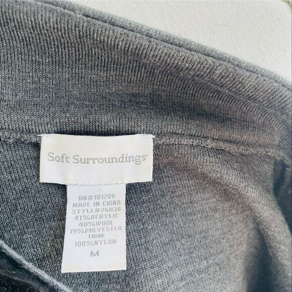 Soft Surroundings Runaway Pullover Sweater Tunic Grey Knit Velvet V Neck Size M - Picture 6 of 8